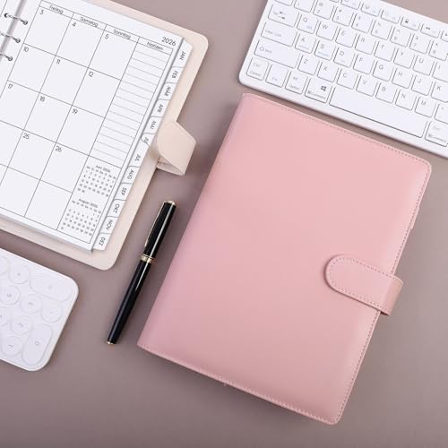 SKYDUE Kalender Ringbuch A5, Ringbuch A5 Nachfüllbar Von März 2026 bis Juni 2027, Terminplaner 2026 Perfekt Für Schüler Und Berufstätige(Rosa)