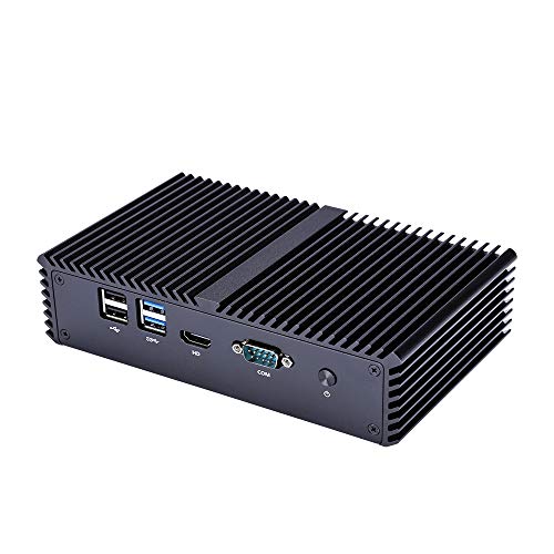 Qotom-Q355G4 Fanless Mini PC Home Server with 4 Ethernet LAN Intel Core i5 5200U Computer (8G RAM + 128G SSD + WiFi)