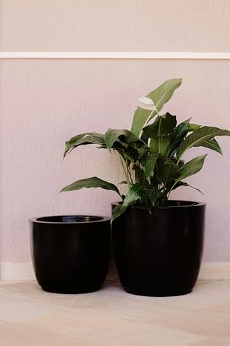 Vaso Planta Polietileno Marmorizado Luxo Bojo Redondo N3 (Preto)