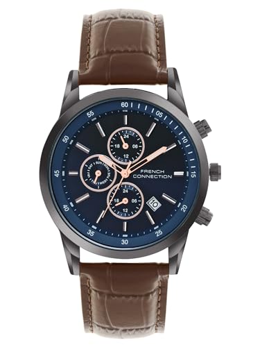 Image of French Connection Cedric Blue Round Dial Mens Multi Function Watch FCN093UBL