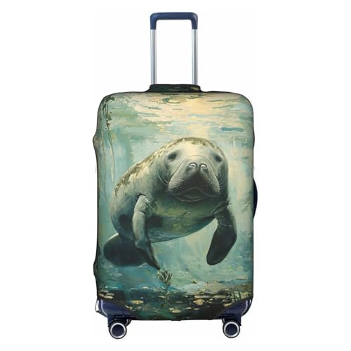 Protection de valise X-Large en polyester blanc imprimé lamantins