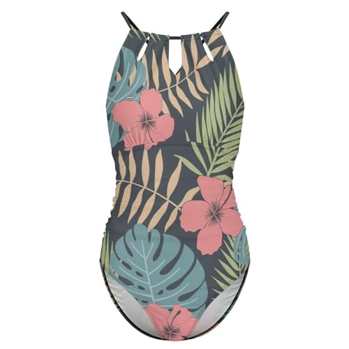 Maillot de bain silhouette sculptée et motif feuille rétro chic