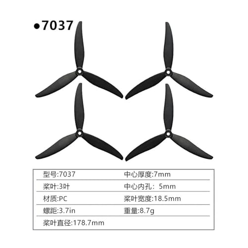 Hélice tripale 7037 pour drones de course FPV de 7 et 8 pouces en version 8040 - 5