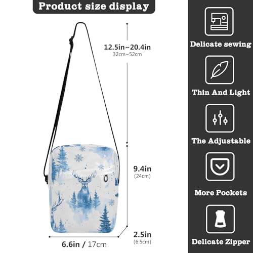 Crossbody Bag Christmas Tree Elk Deer Messenger Bag for Women Men Purse Shoulder Bag Satchel Bag with Adjustable Strap 214B80853