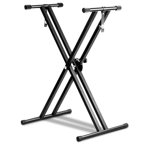 Image of TECHTEST Heavy-Duty, Double-X, Adjustable Piano Keyboard Stand with Locking Straps