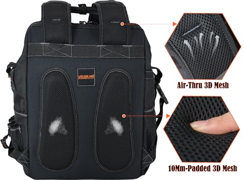 WELKINLAND 55-Pockets tool backpack - Tool Bag Backpack for Electricians and HVAC Professionals - Image 3