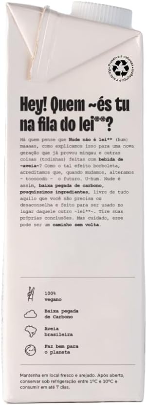 Pack Nude Leite de Aveia Original Orgânico 1L - Caixa 12 Unidades