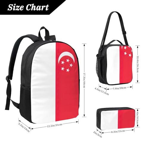 Sac à dos léger Singapour EdWal noir avec sac repas et trousse scolaire - 4