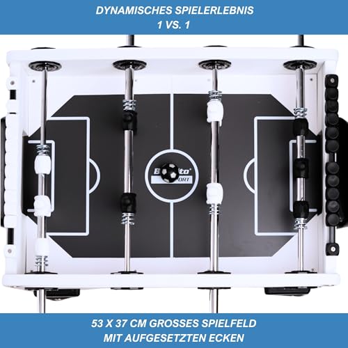 Bandito Tischkicker Fun Outdoor, kindersichere Teleskopstangen, höhenverstellbar 78-86 cm, Mini Tischfußball für Kinder und Erwachsene, Kleiner Kicker 60x58 cm, Fußball Spieltisch inkl. 5 Bälle – Bild 7