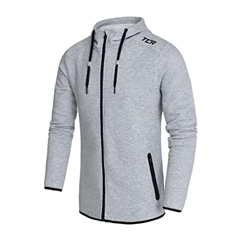 TCA Men’s Revolution Tech Running Hoodie Jacket with Zip Pockets - Quiet Shade Grey, M Cover