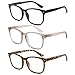 Caeyer 3 Pack Bifocal Reading Glasses For Women Men PC Rectangle Frame Anti Blue-ray Multifocal Readers with Spring Hinge(1.5x)