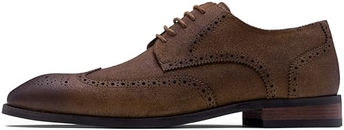 Image of Jousen Men's Dress Shoes Leather Wingtip Formal Business Oxford Shoes Brogue Retro Derby Dress Shoes for Men
