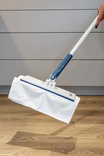 York Bodenwischer Wischmopp mit Mikrofasertuch 360 Drehgelenk Flachwischmopp Reinigung Putzen Snappy, Waschfläche 25 x 9,5 cm