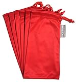 6 PC Eyewear Eyeglass Microfiber Soft Cleaning Cloth Bag Pouch Case RED