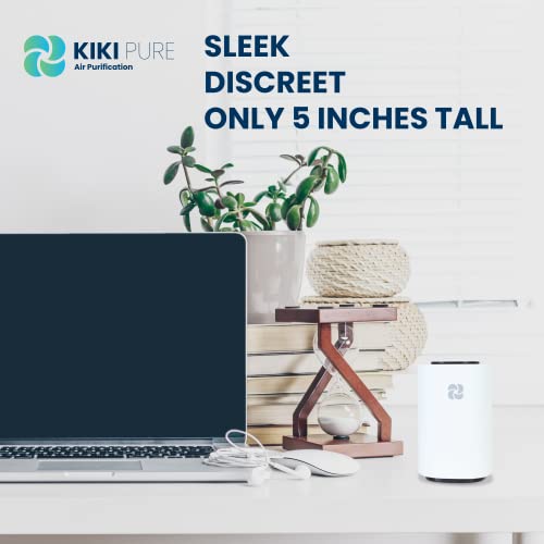 Kiki Pure Pro Air Purifier & Ionizer Usb-C & Battery Powered (Up To 4 Hrs Use) Portable, 5.1 Inches Tall, Less Than 1 Lbs. No Replacement Filters Required Cup Holder Attachment Accessory Included. #TOP3