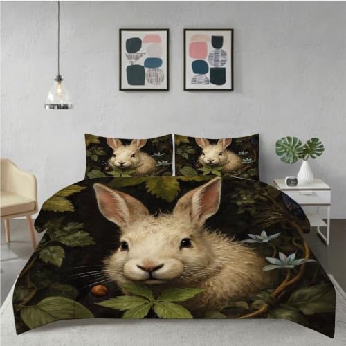 Parure de lit de qualité supérieure avec impression 3D lapin blanc 240x260