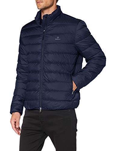 GANT Men's Light Down Jacket, Evening Blue, Standard, Evening Blue, M