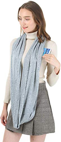Ulalaza Infinity Scarf with Hidden Zipper Pocket Lightweight Travel Wrap for Women Girls2