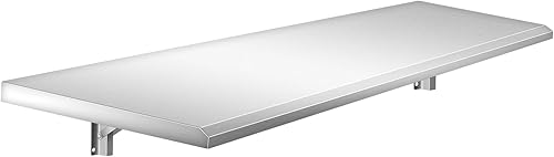 Estante de concesión de 72 pulgadas de largo x 12 pulgadas de ancho, plegable de acero inoxidable, soporte plegable para servir alimentos para