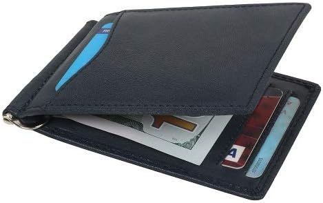 Slim RFID Real Mini Money Clip- Front Pocket RFID blocking Card Holder- Bifold Crazy Horse Leather, Thin Business Credit Card Holder SD 002 (Black) - Image 7