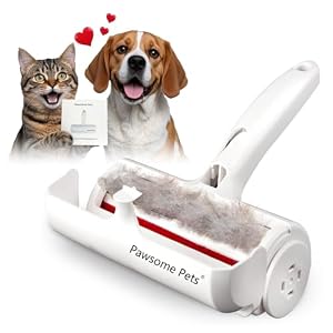 Pawsome Pets Pet Hair Remover Gift Set Reusable Lint Roller Cat and Dog Hair Remover for Furniture, Couch, Carpet, Clothing and Bedding – Portable, Multi-Surface Fur Removal Tool