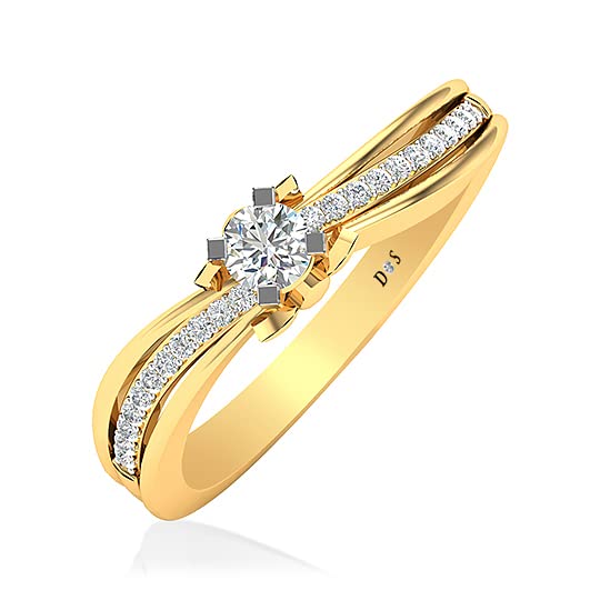 Divine Solitaires18kt Gold BIS Hallmark Certified Contemporary Solitaire Engagement Ring For Her RF1424 (Sol. Diamond 0.17 Carats IJ Colour|VVS Clarity, 18kt Gold mount appx 3.2 gms