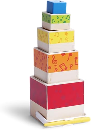 Hape Juego de música apilable | Caja musical colorida de 6 piezas, juego de madera para niños mayores de 18 meses