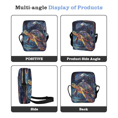 Crossbody Bag Colorful Sea Turtles Messenger Bag for Women Men Purse Shoulder Bag Satchel Bag with Adjustable Strap 214B89044