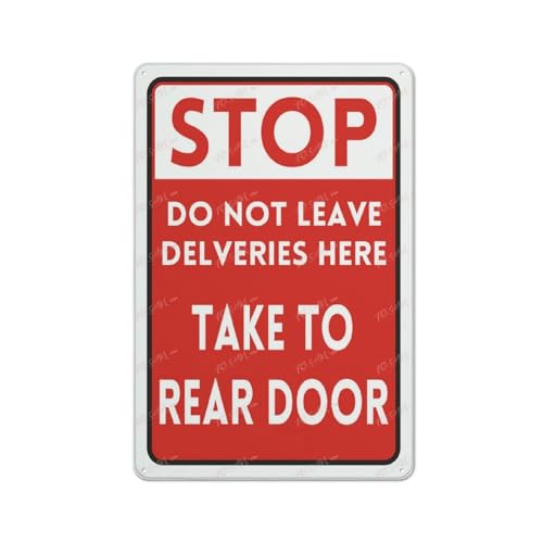 FOSHIN ���^�� �E�H�[���A�[�g ���� Stop Do Not Leave Deliveries Here Take To Rear Door Restriction Alert Warning Notice �ǃA�[�g ���� �p�u���b�N ���B���e�[�W 