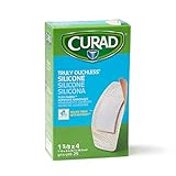 CURAD Truly Ouchless Silicone Adhesive Bandages, Fabric Bandages, 1.6