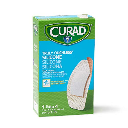 Curad - NON76100Z CURAD Truly Ouchless Silicone Adhesive Bandages, Fabric Bandages, 1.6