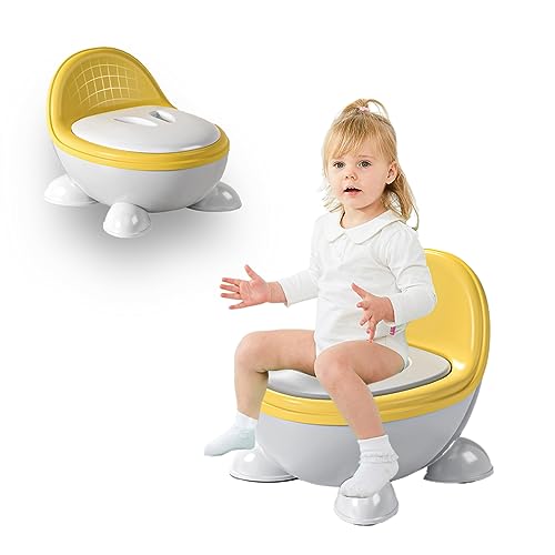 Sobebear Potty Training Seat for Baby, Toddler Toilet Seat, Infant Padded Potty, Kids Anti Slip Potty with Lid, Soft Cushion and Removable Bowl, Convenient for Boys and Girls Ages 1-6 Years (Yellow)