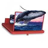 10/12/14 Inch Screen Magnifier for Smartphone, 3D HD Screen Mobile Phone Magnifier Expanders for Movies and Videos, Foldable Phone Screen Amplifier Compatible with All Smartphones (Red, 10 Inch)