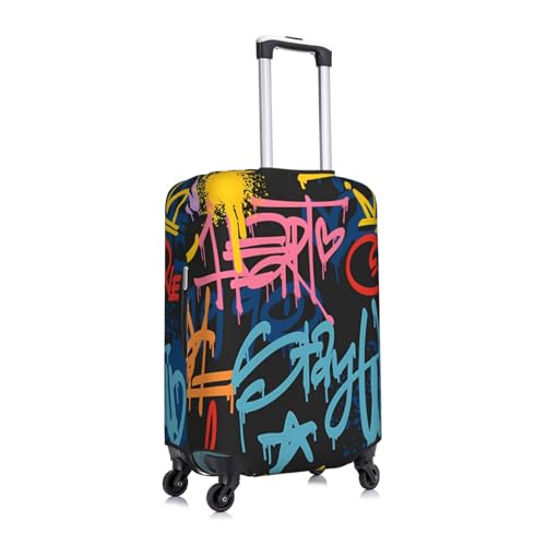 Spandex Travel Luggage Cover Suitcase Protector Bag,Street Art Abstract Graffiti Bright Neon Dust-Proof Fits 18-32 Inch Luggage, Suitcase Sleeve For Kid And Adult,X-Large3