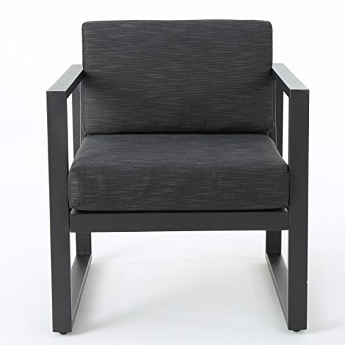 Gdf Studio Nealie Patio Furniture ~ 4 Piece Outdoor Aluminum Chat Set (Dark Grey) #TOP3