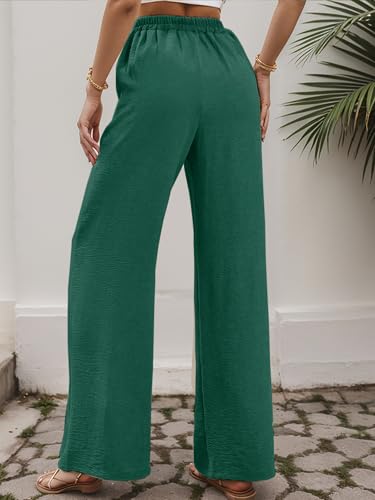Pantalon palazzo jambe haute fluide avec cordon ajustable et poches chic