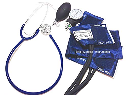 EMI #311 Royal Blue Pediatric Aneroid Sphymonamoneter Set Child and Infant Cuff Plus Basic Dual Head Stethoscope
