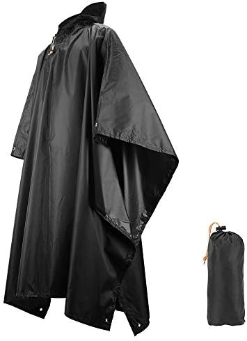 LAMA Multifunctional Raincoat Poncho, 3 in 1 Reusable Waterproof Raincoat/Sunshade Tarp/Tent Ground Sheet Mat with Carry Pouch for Bike Hiking Camping Outdoor Activitie