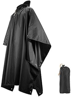 LAMA Multifunctional Raincoat Poncho, 3 in 1 Reusable Waterproof Raincoat/Sunshade Tarp/Tent Ground Sheet Mat with Carry Pouch for Bike Hiking Camping Outdoor Activitie