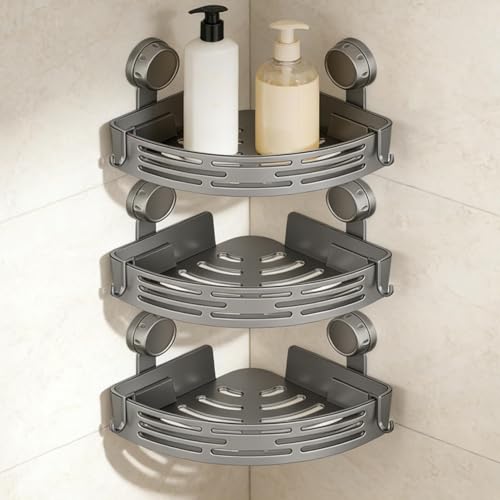 Rangement murale d'angle sans perçage pour shampoing et douche - 4