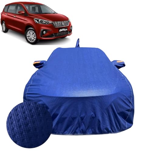 Image of Car Cover For Maruti Suzuki Ertiga (2019-2026) | 100% Waterproof Cover with Antenna & REFLECTIVE Mirror Pockets | Dustproof, Scratchproof, Heatproof Ertiga Car Cover |Soft Cotton Lining| BLUE