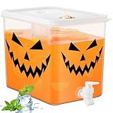 Domensi 2 Gallon Halloween Drink Dispensers with Spigot and Filter Screen Plastic Juice Containers Fridge Dispenser for Cold Hot Drink Tea Juice Beer Trick or Treat Halloween Party Supplies (Grimace)