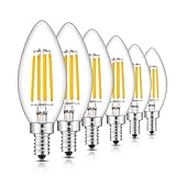 CRLight 4W Dimmable LED Filament Candle Light Bulb,2700K Warm White 400LM,E12 Candelabra Base Lamp C35 Bullet Top,40W Incandescent Replacement,6 Pack