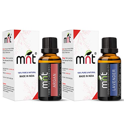 Image of MNT Combo of Argan Oil and Lavender Oil For Hair Growth, Skin care (Each 15ML) - 100% Pure Natural Oil