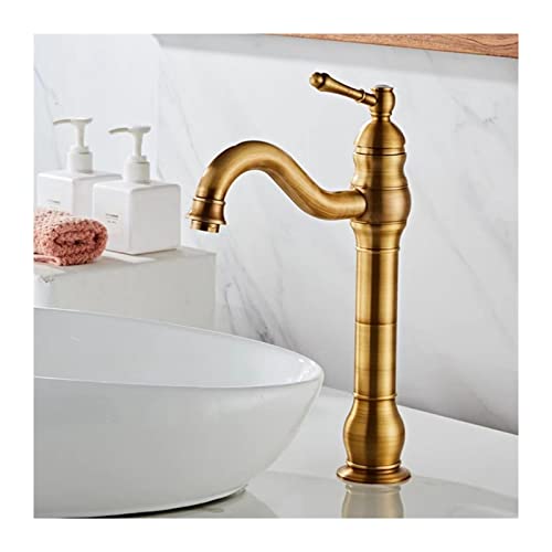 Mitigeur laiton antique haut de gamme avec bec rotatif pour vasque et lavabo traditionnel