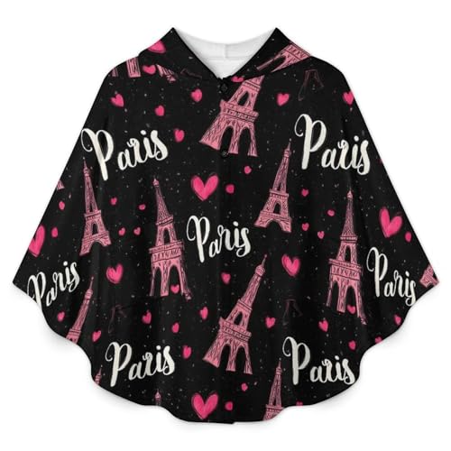 Couverture à capuche en flanelle douce et confortable imprimé Paris Eiffel