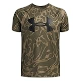 Under Armour Boys' Tech Big Logo Printed Short-Sleeve T-Shirt, (392) Marine OD Green / / Bayou, Medium