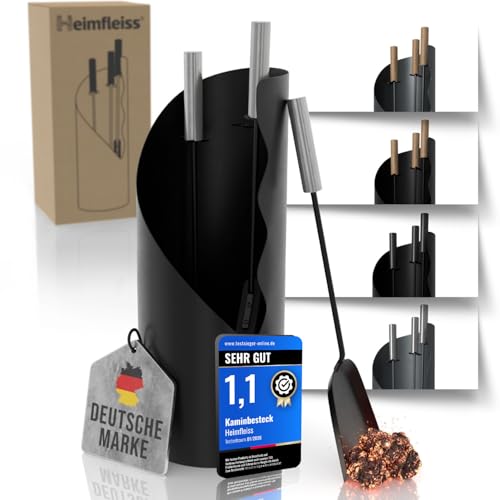 Heimfleiss® Kaminbesteck Schwarz Modern | Ofenbesteck...