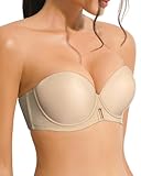 Pattsiao Women's Push up Strapless Bra Comfortable Padded Multiway Underwire T-Shirts Bras Convertible Straps Beige