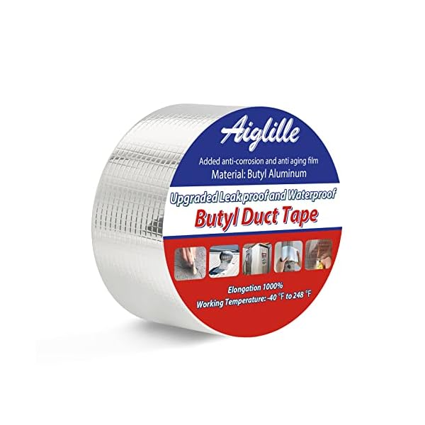 Aiglille Butyl Seal Tape 2″W X 16’L, Leak Proof Butyl Duct Strip, Multi